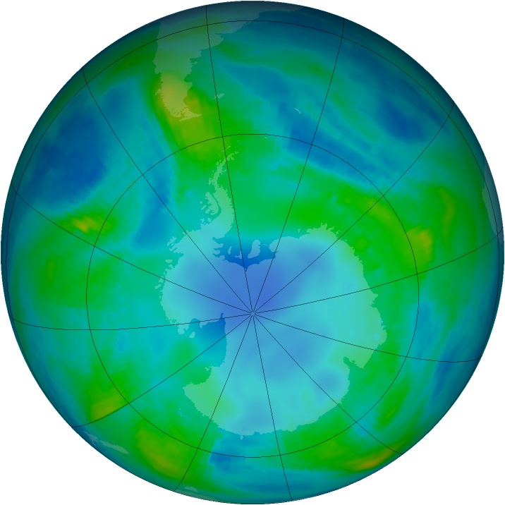 Antarctic ozone map for 06 May 1987